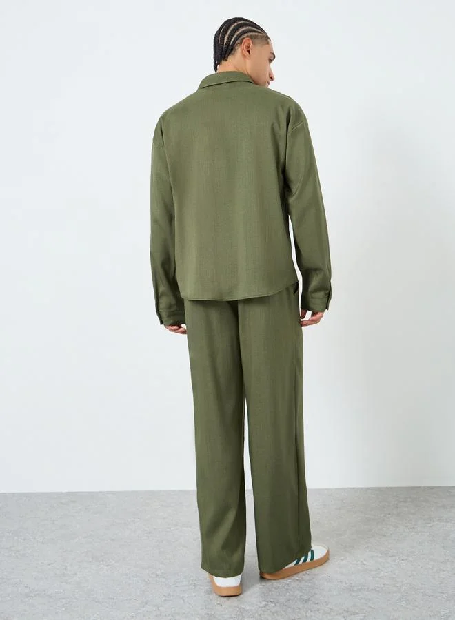 Take Two  Men Green Solid Button Front Shirt and Pants Co-Ords for Men | Best Price UAE